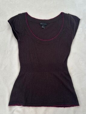 Brown Knit Short Sleeve Top